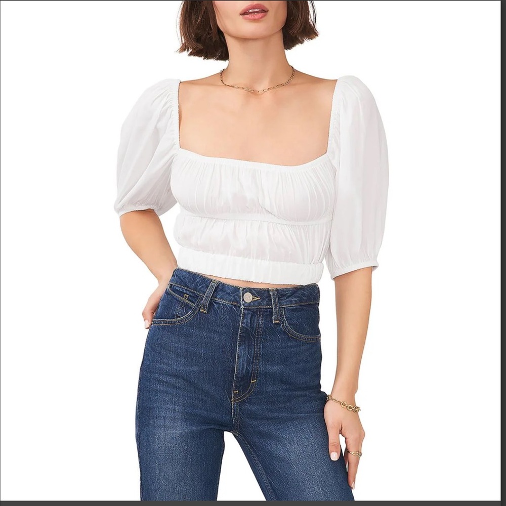 NWT 1.State White Ruched Halter Top size L